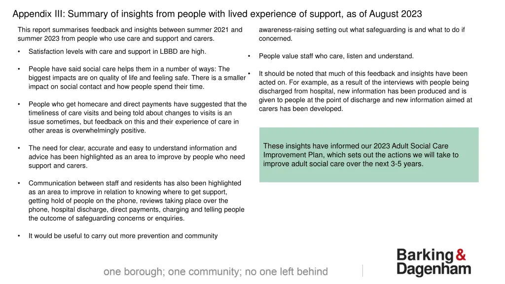 appendix iii summary of insights from people with