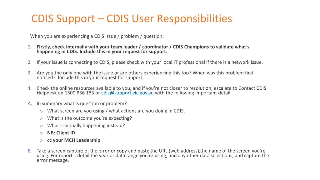 cdis support cdis user responsibilities