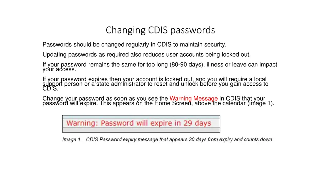 changing cdis passwords