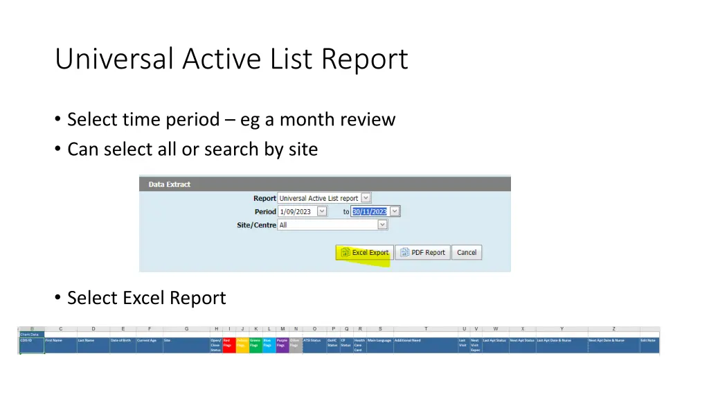 universal active list report