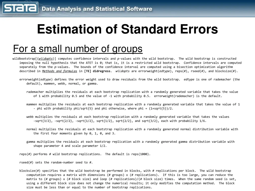 estimation of standard errors 2