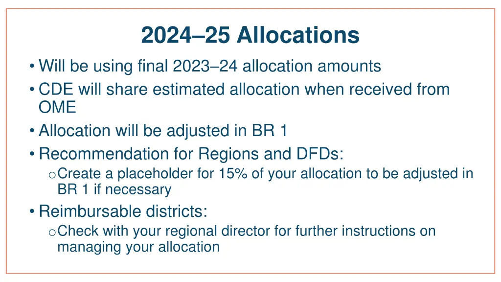 2024 25 allocations