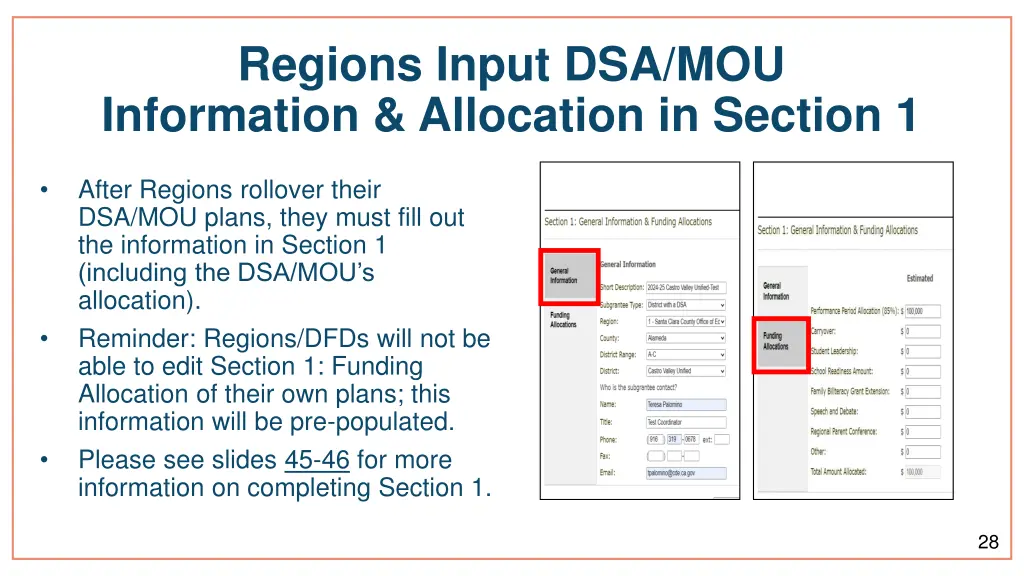 regions input dsa mou information allocation