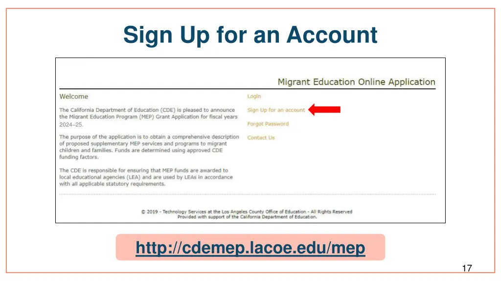 sign up for an account