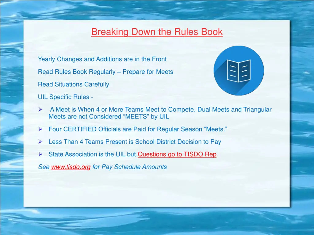 breaking down the rules book