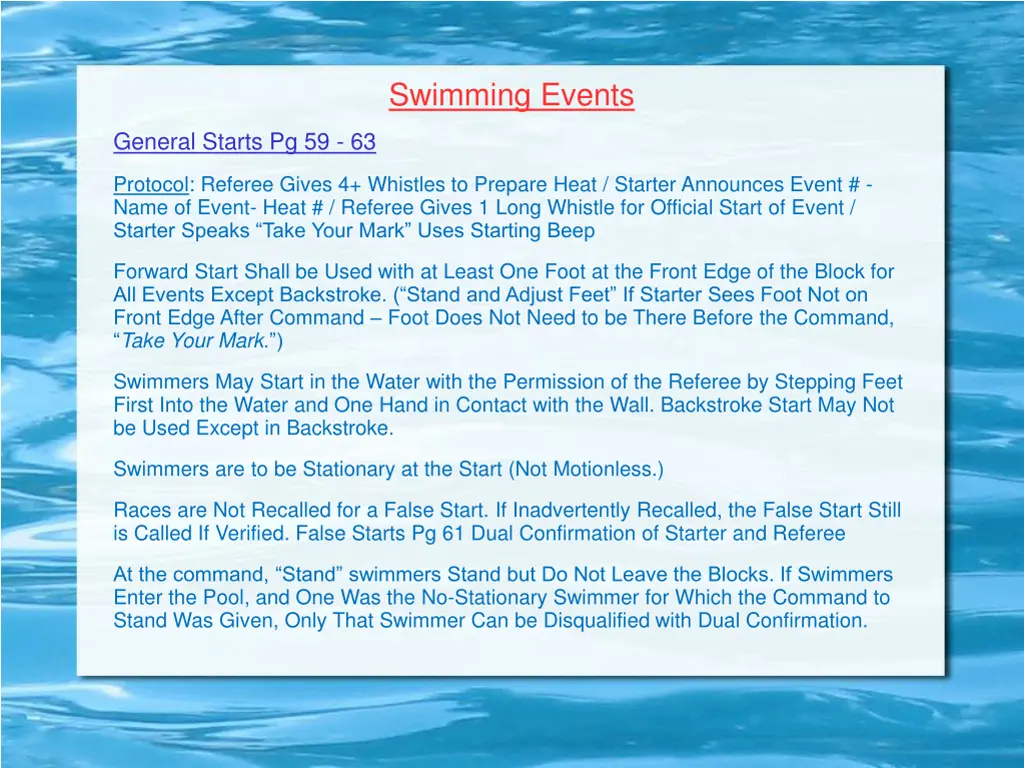 swimming events