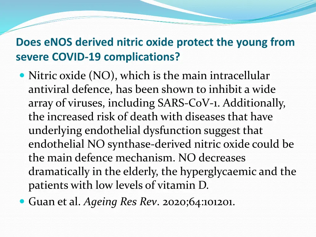 does enos derived nitric oxide protect the young