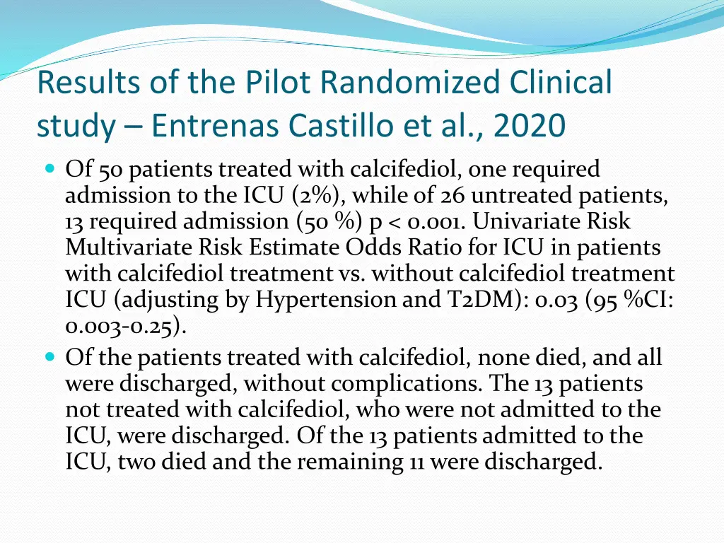 results of the pilot randomized clinical study