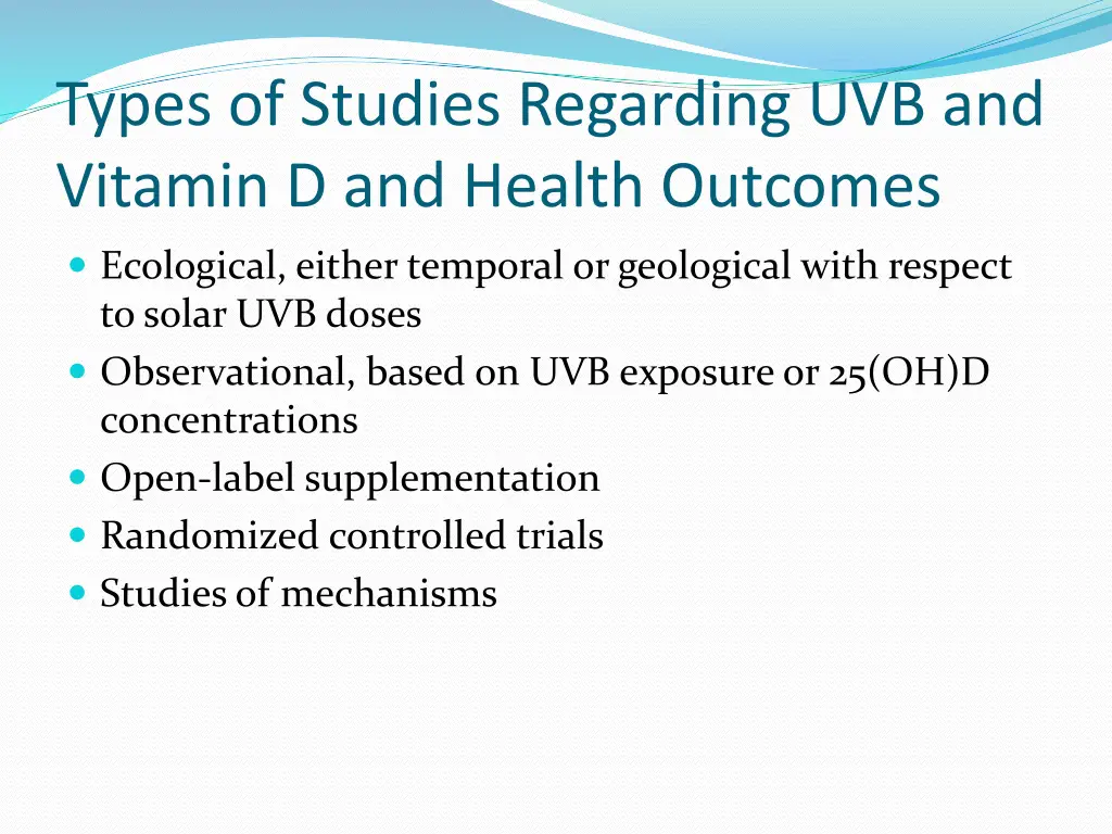 types of studies regarding uvb and vitamin