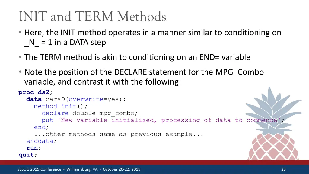 init and term methods here the init method