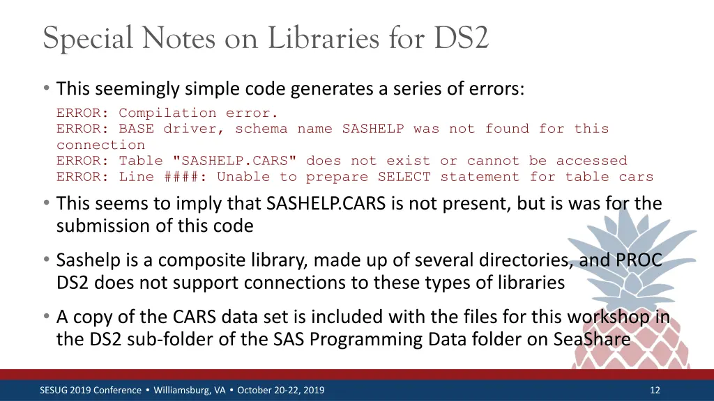special notes on libraries for ds2