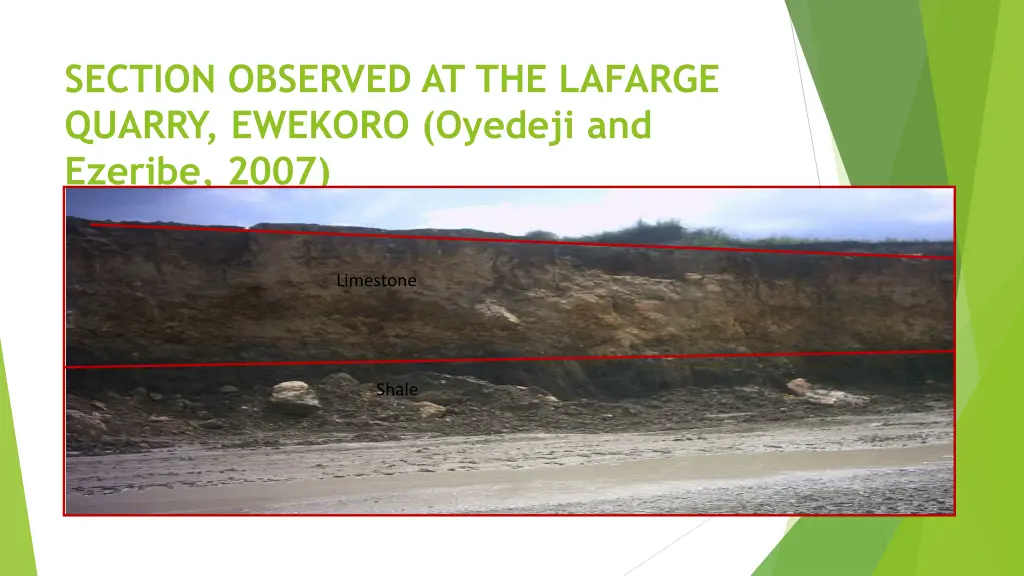 section observed at the lafarge quarry ewekoro