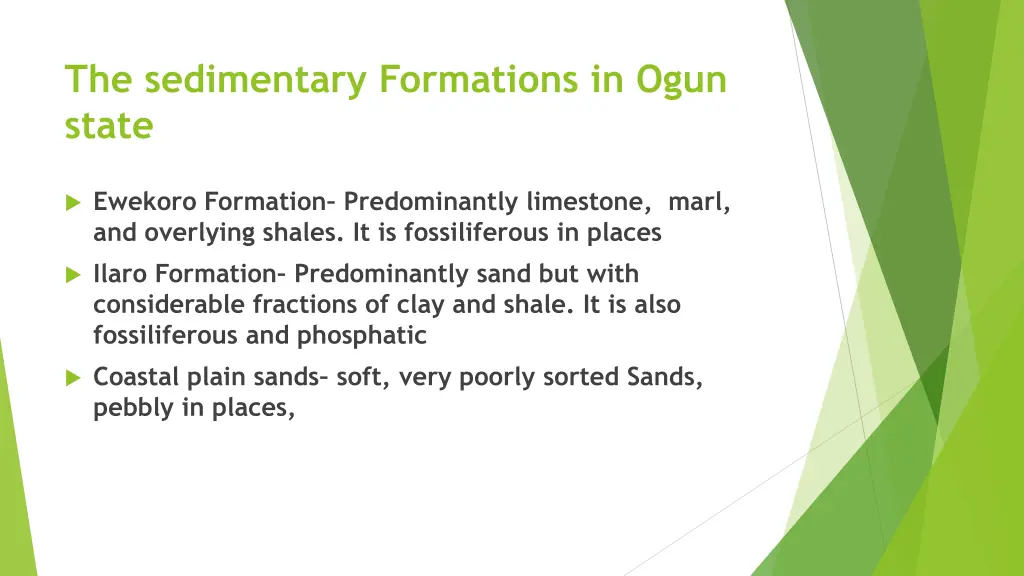 the sedimentary formations in ogun state