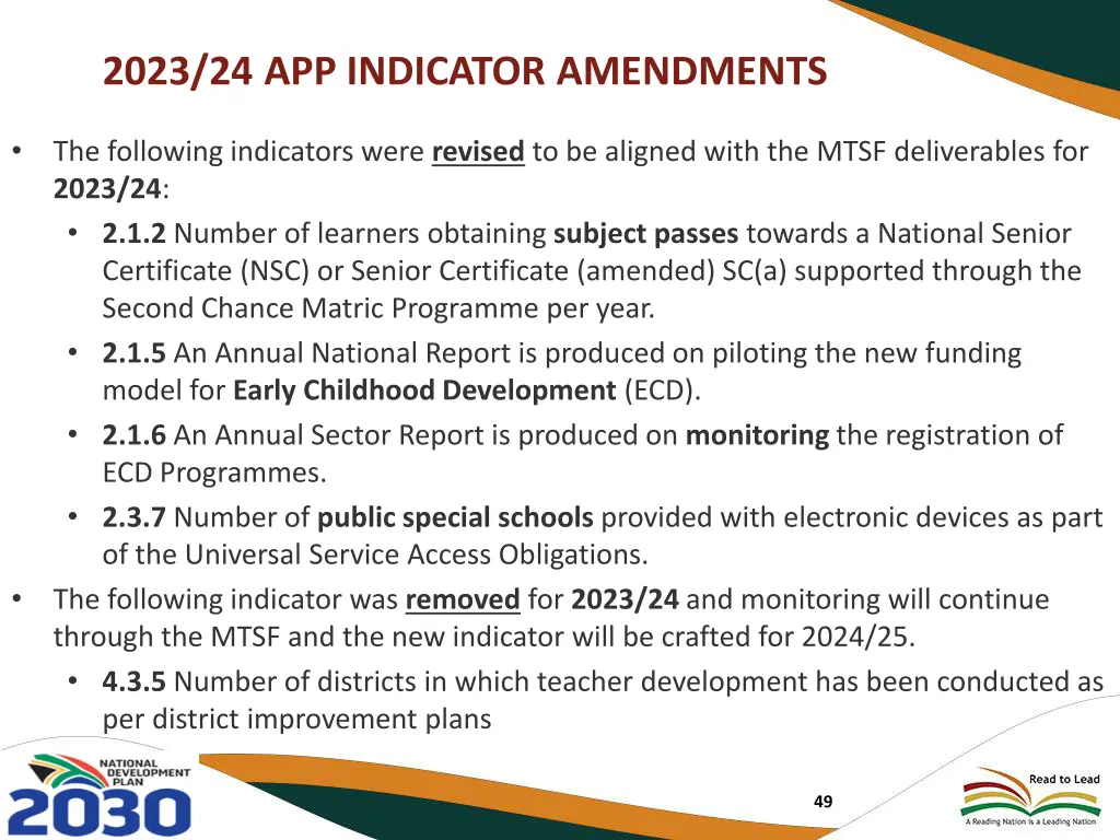 2023 24 app indicator amendments