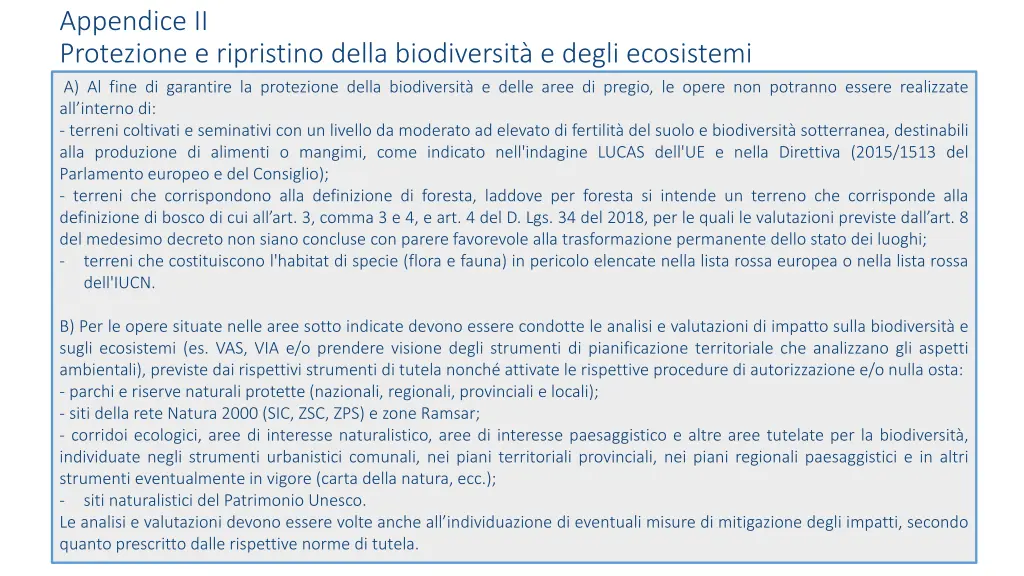 appendice ii protezione e ripristino della