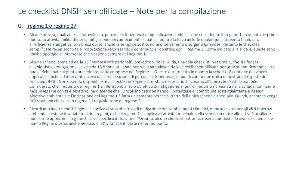 le checklist dnsh semplificate note 3