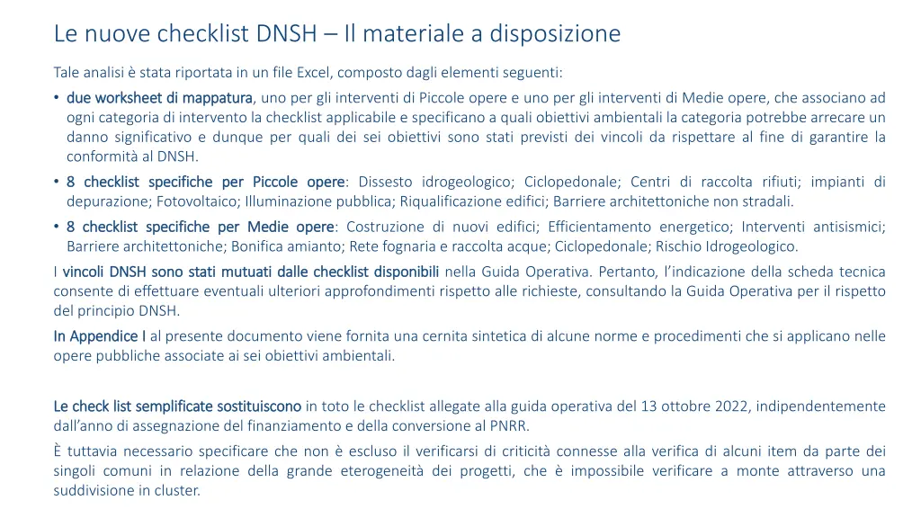 le nuove checklist dnsh il materiale