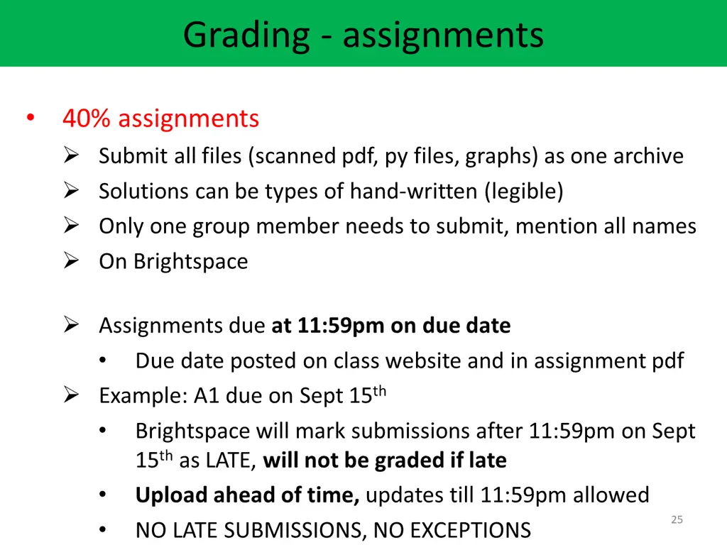 grading assignments