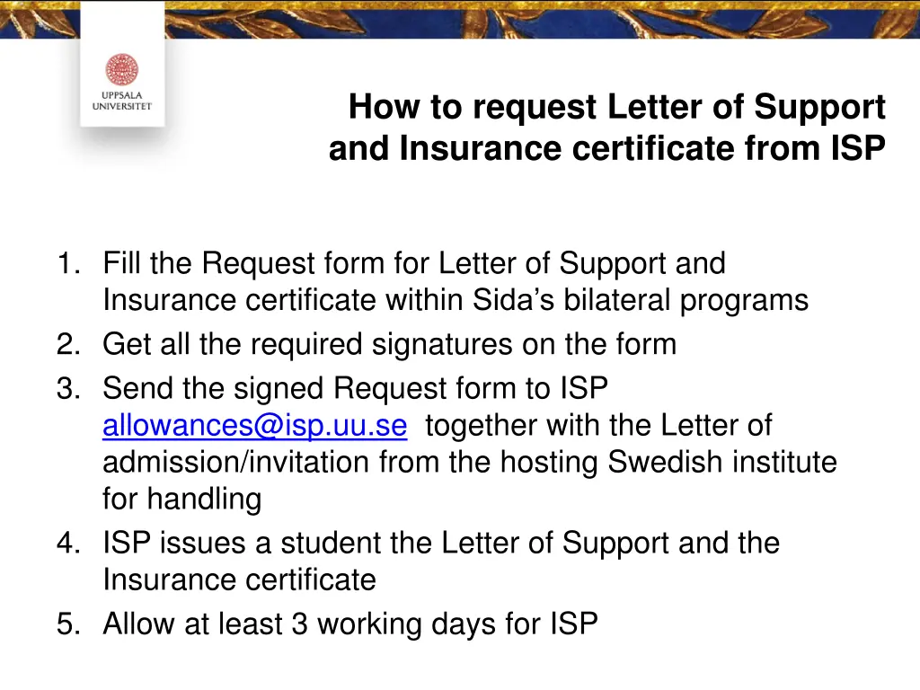 how to request letter of support and insurance