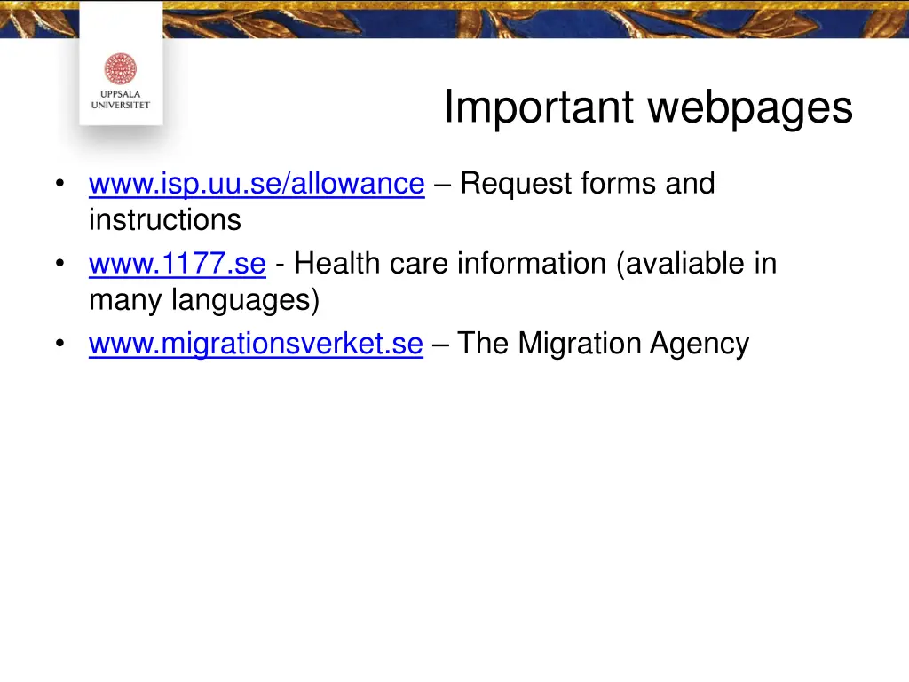 important webpages