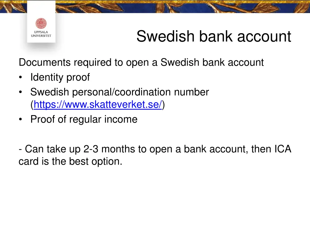 swedish bank account