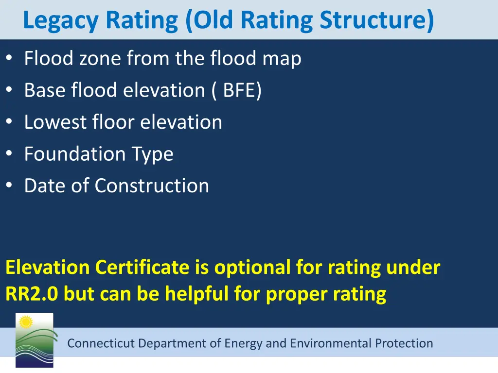 legacy rating old rating structure flood zone