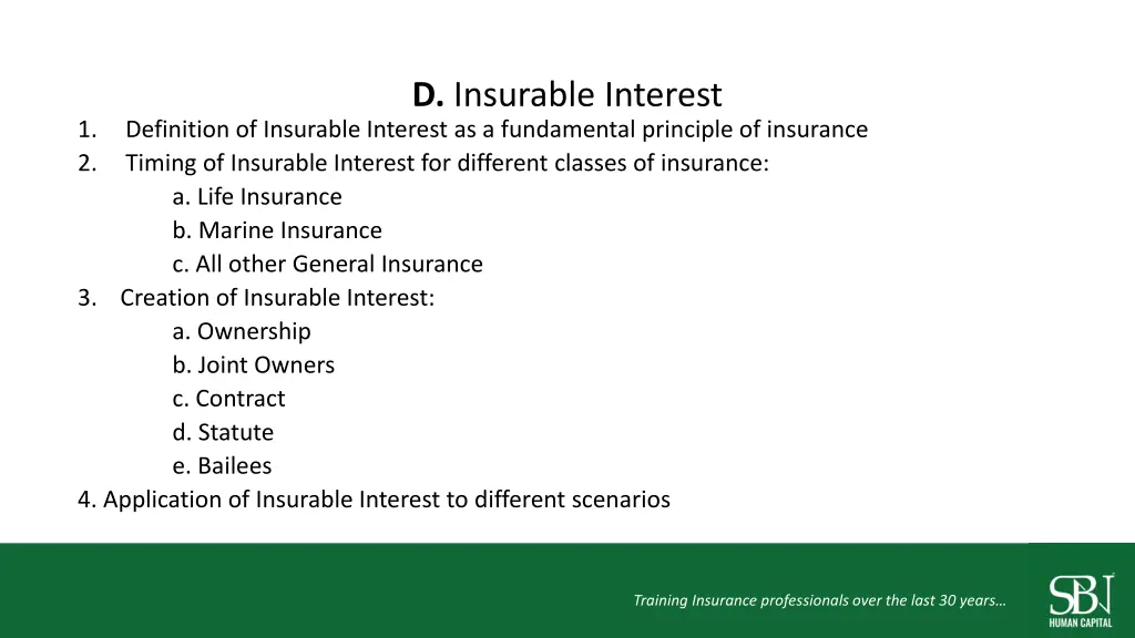 d insurable interest