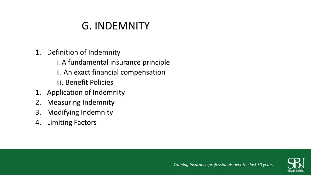 g indemnity