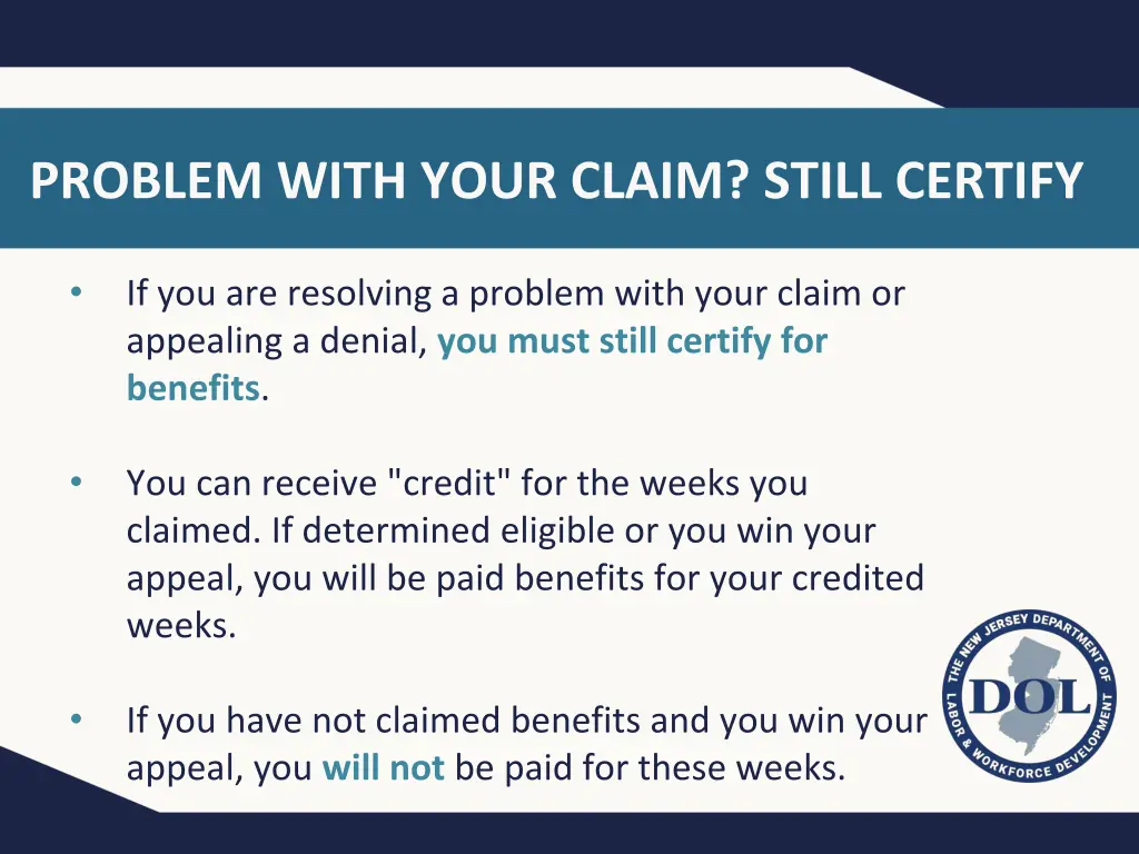 problem with your claim still certify