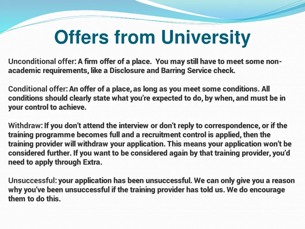 offers from university