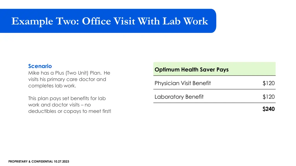 example two office visit with lab work