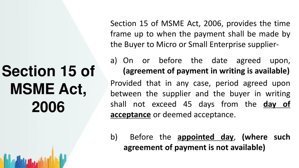 section 15 of msme act 2006 provides the time