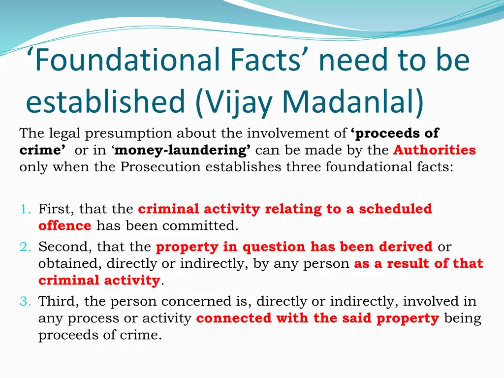 foundational facts need to be established vijay