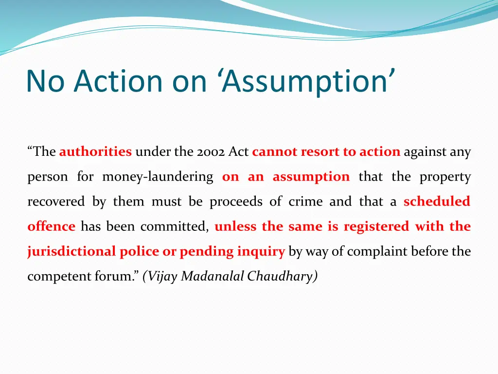 no action on assumption