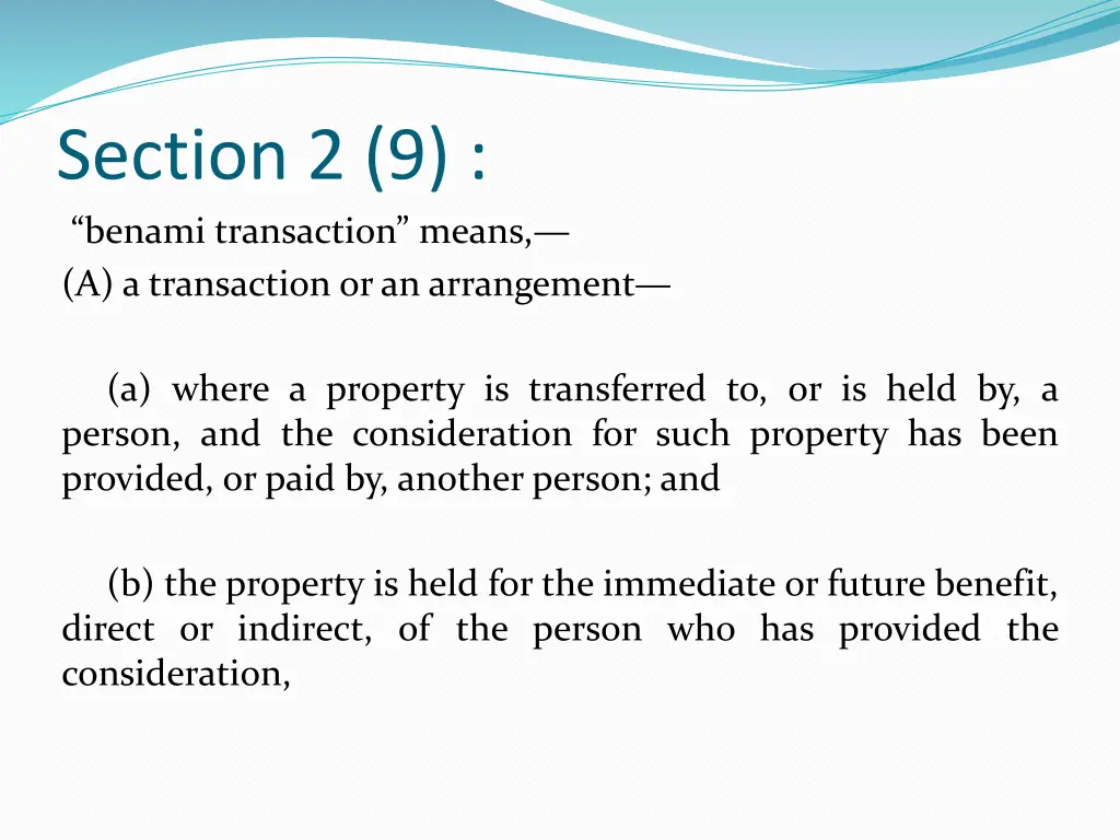 section 2 9 benami transaction means