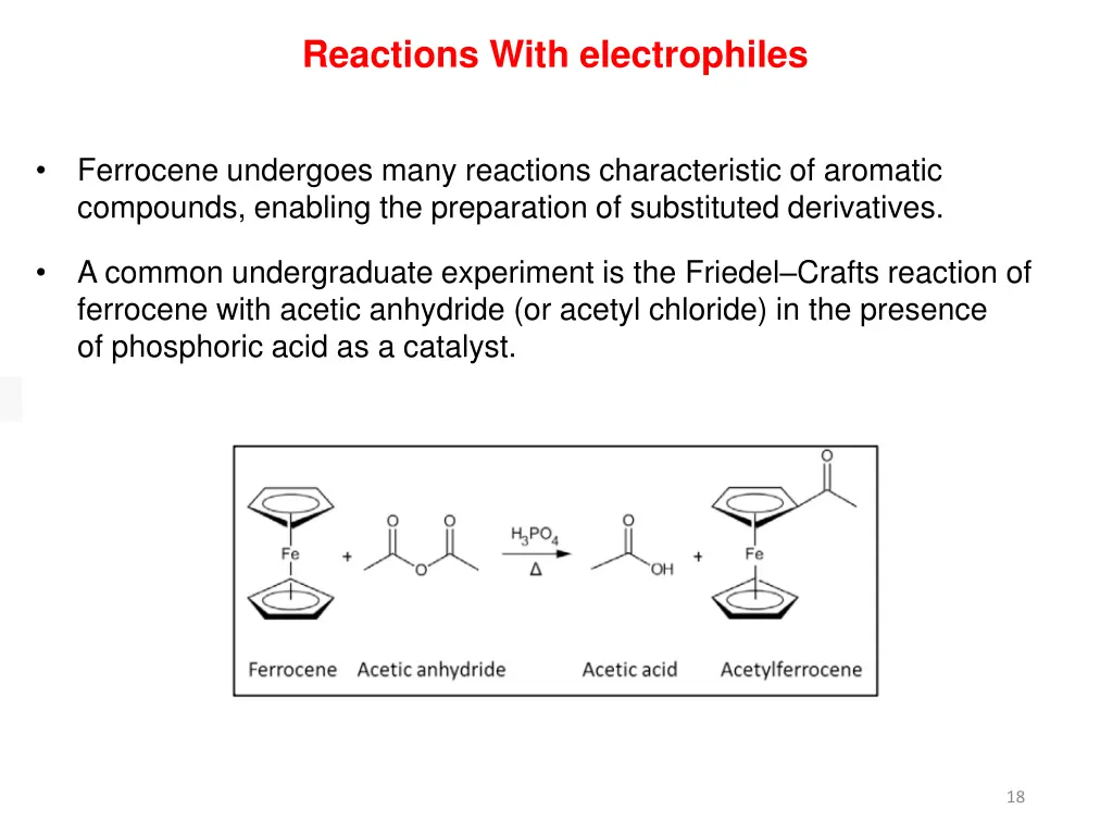 reactions with electrophiles