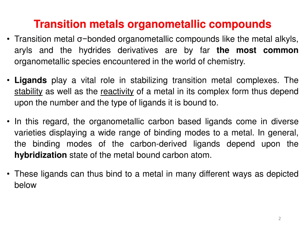 transition metals organometallic compounds 1