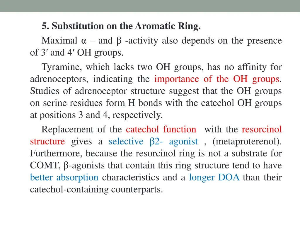 5 substitution on the aromatic ring maximal