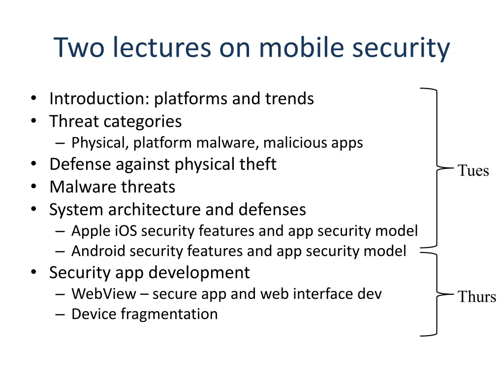 two lectures on mobile security