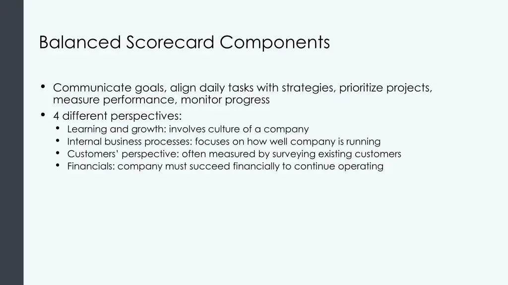 balanced scorecard components