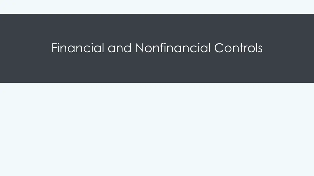 financial and nonfinancial controls