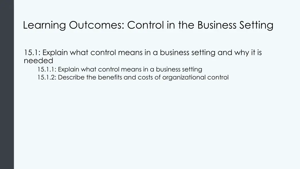 learning outcomes control in the business setting