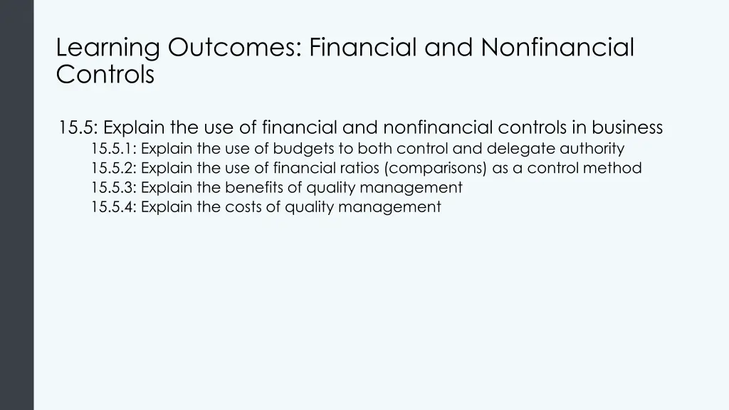 learning outcomes financial and nonfinancial