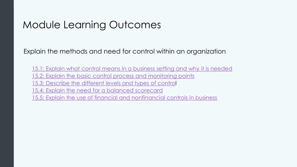 module learning outcomes