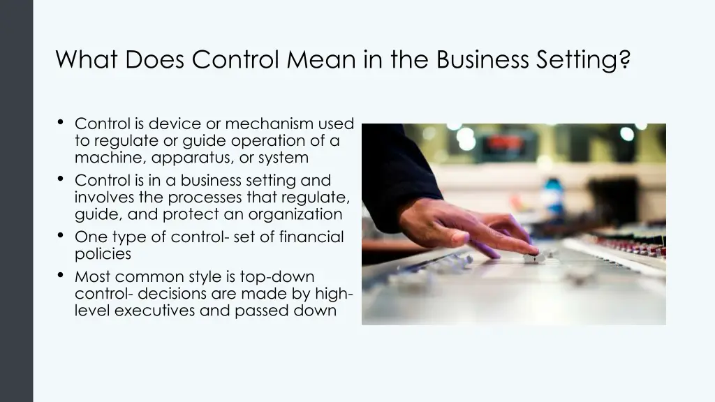 what does control mean in the business setting