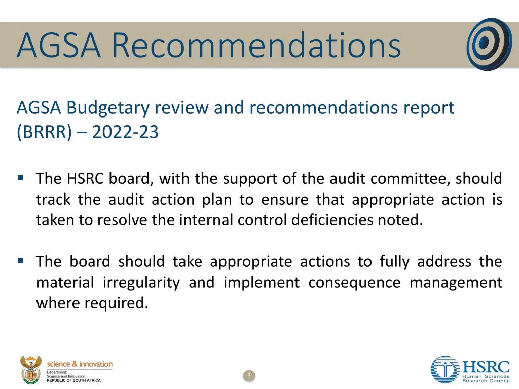 agsa recommendations