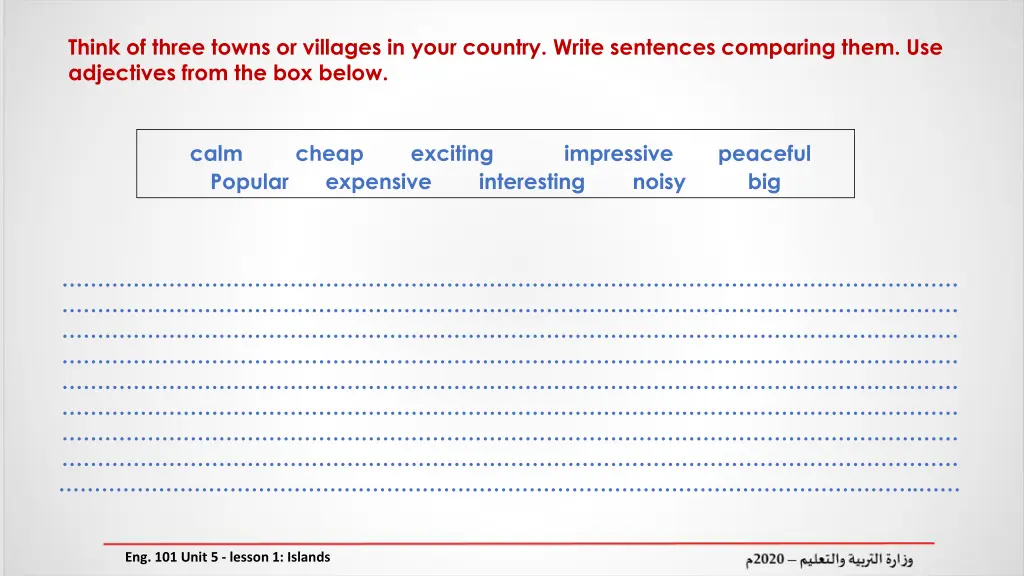 think of three towns or villages in your country