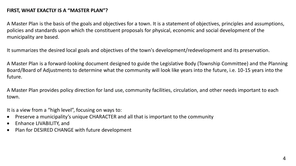 first what exactly is a master plan