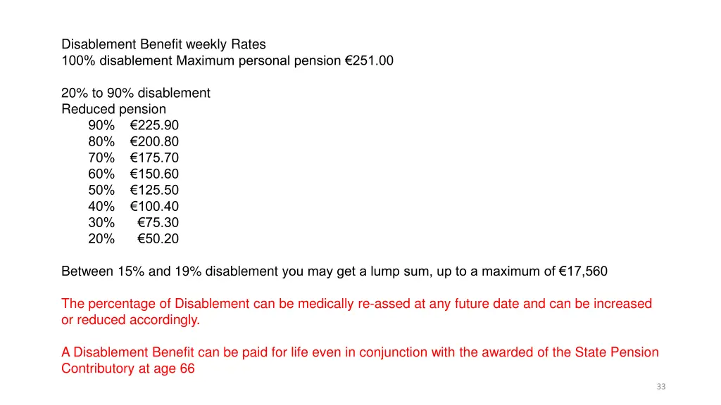 disablement benefit weekly rates 100 disablement