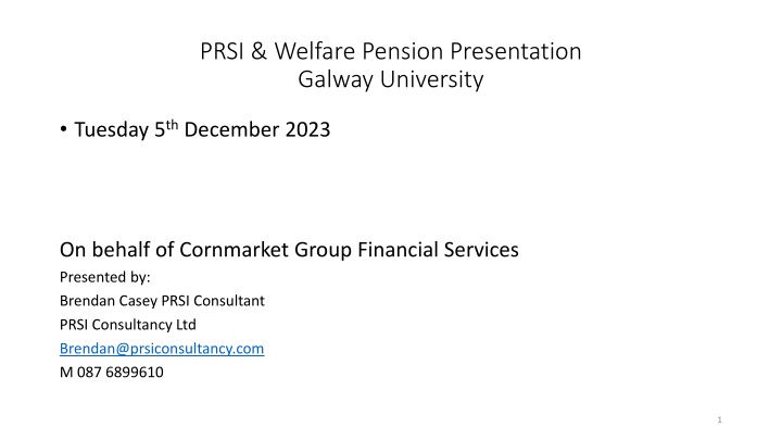 prsi welfare pension presentation galway